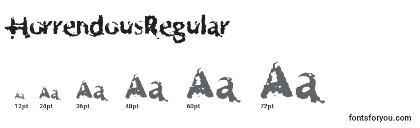 Размеры шрифта HorrendousRegular