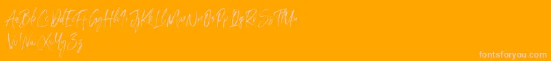 Amourist-Schriftart – Rosa Schriften auf orangefarbenem Hintergrund