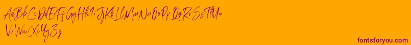 Amourist-Schriftart – Violette Schriften auf orangefarbenem Hintergrund