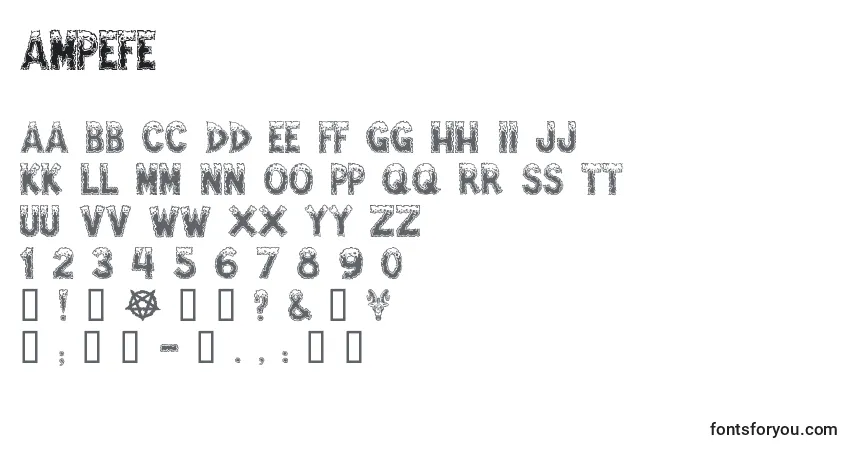 A fonte AMPEFE   (119442) – alfabeto, números, caracteres especiais
