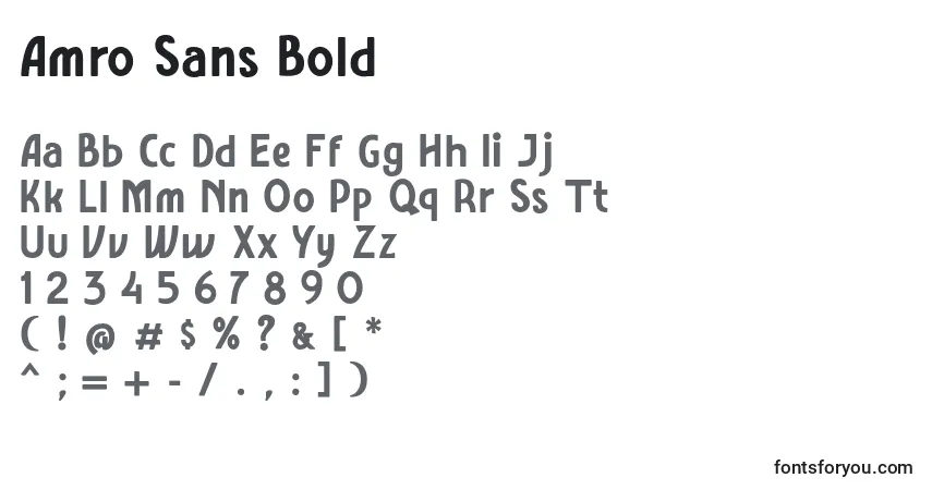 A fonte Amro Sans Bold – alfabeto, números, caracteres especiais