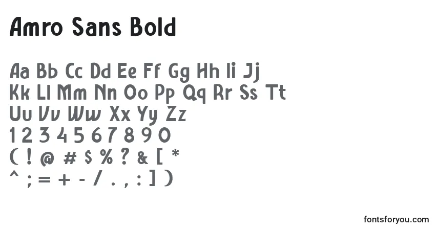 Шрифт Amro Sans Bold (119447) – алфавит, цифры, специальные символы
