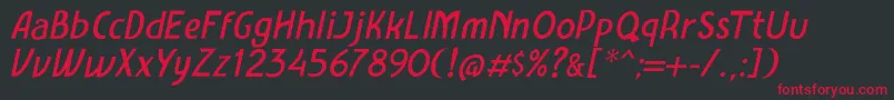 フォントAmro Sans Italic – 黒い背景に赤い文字