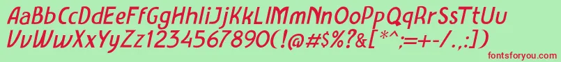 フォントAmro Sans Italic – 赤い文字の緑の背景