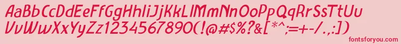 フォントAmro Sans Italic – ピンクの背景に赤い文字