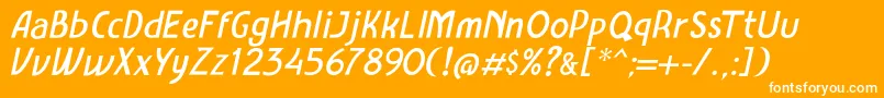 Amro Sans Italic-Schriftart – Weiße Schriften auf orangefarbenem Hintergrund