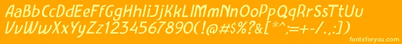フォントAmro Sans Italic – オレンジの背景に黄色の文字
