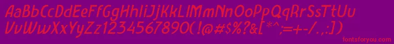 Amro Sans Italic-Schriftart – Rote Schriften auf violettem Hintergrund