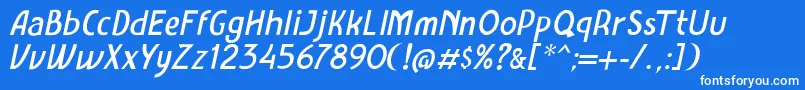 フォントAmro Sans Italic – 青い背景に白い文字