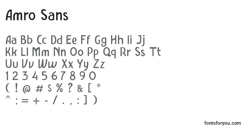 Schriftart Amro Sans – Alphabet, Zahlen, spezielle Symbole