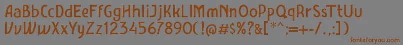 フォントAmro Sans – 茶色の文字が灰色の背景にあります。