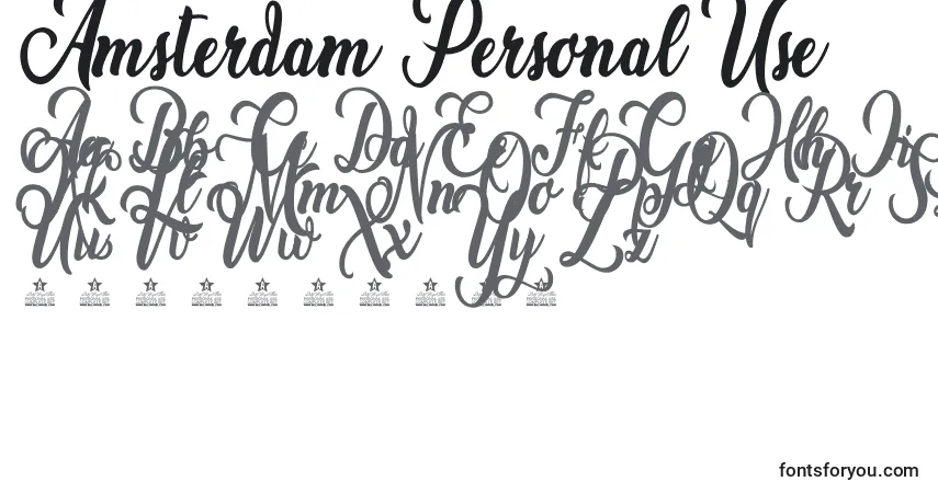 Шрифт Amsterdam Personal Use – алфавит, цифры, специальные символы