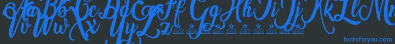 フォントAmsterdam Personal Use – 黒い背景に青い文字