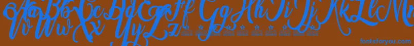 フォントAmsterdam Personal Use – 茶色の背景に青い文字