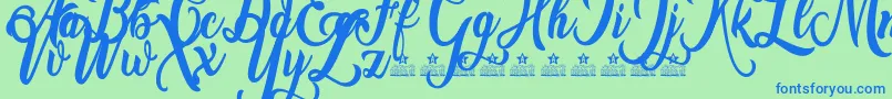Amsterdam Personal Use Font – Blue Fonts on Green Background