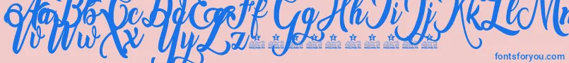 Amsterdam Personal Use-fontti – siniset fontit vaaleanpunaisella taustalla