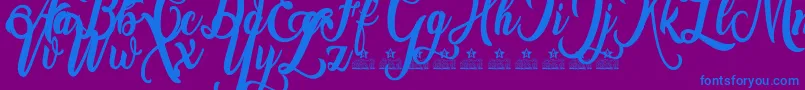 Amsterdam Personal Use-Schriftart – Blaue Schriften auf violettem Hintergrund