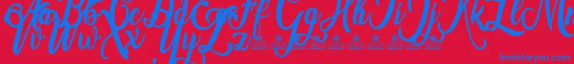 Amsterdam Personal Use-fontti – siniset fontit punaisella taustalla