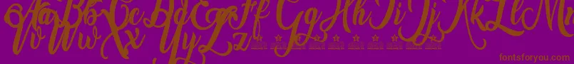 フォントAmsterdam Personal Use – 紫色の背景に茶色のフォント