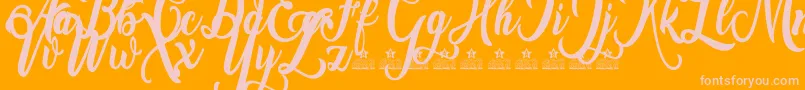 Amsterdam Personal Use-fontti – vaaleanpunaiset fontit oranssilla taustalla