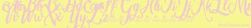 Amsterdam Personal Use-fontti – vaaleanpunaiset fontit keltaisella taustalla