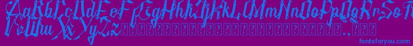 フォントAMSTHA italic – 紫色の背景に青い文字