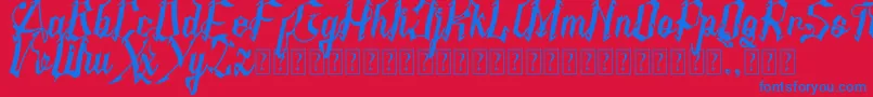 Czcionka AMSTHA italic – niebieskie czcionki na czerwonym tle