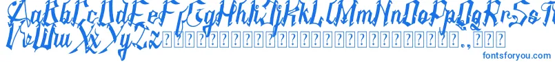 フォントAMSTHA italic – 白い背景に青い文字