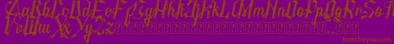 AMSTHA italic-Schriftart – Braune Schriften auf violettem Hintergrund