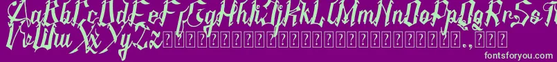 フォントAMSTHA italic – 紫の背景に緑のフォント