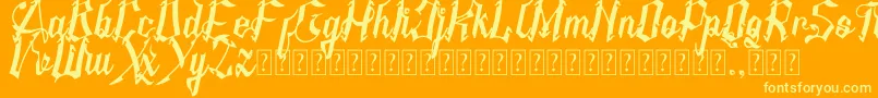 フォントAMSTHA italic – オレンジの背景に黄色の文字