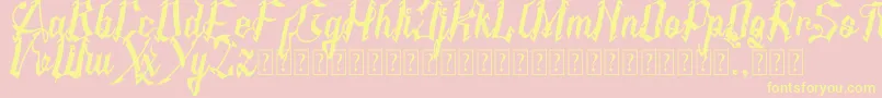 AMSTHA italic-Schriftart – Gelbe Schriften auf rosa Hintergrund