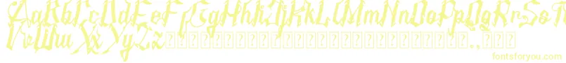 フォントAMSTHA italic – 白い背景に黄色の文字