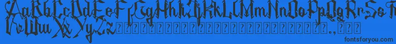 AMSTHA-Schriftart – Schwarze Schriften auf blauem Hintergrund