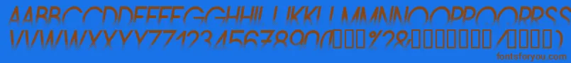 Więcej informacji o czcionce AMSTI Czcionka AMSTI – brązowe czcionki na niebieskim tle