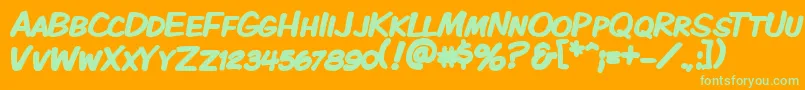 フォントKmkdspkb – オレンジの背景に緑のフォント
