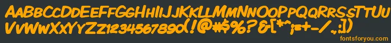 Kmkdspkb-Schriftart – Orangefarbene Schriften auf schwarzem Hintergrund