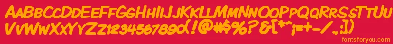 Kmkdspkb Font – Orange Fonts on Red Background