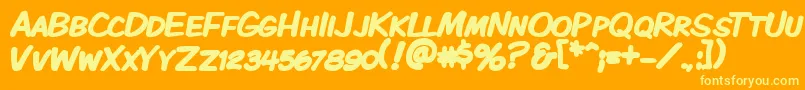 Kmkdspkb Font – Yellow Fonts on Orange Background