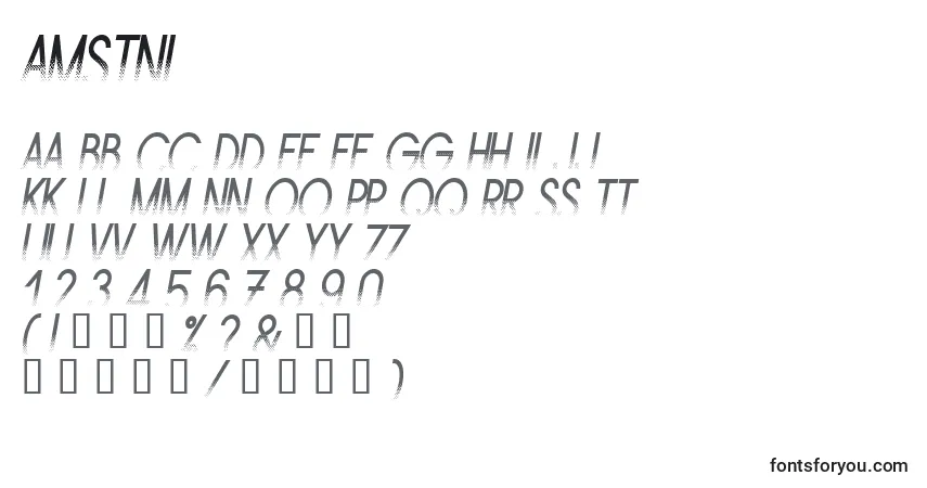 A fonte AMSTNI   (119461) – alfabeto, números, caracteres especiais