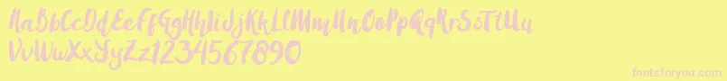 Czcionka Amulhed brush   Demo – różowe czcionki na żółtym tle