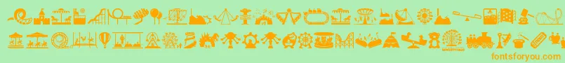 amusement park-Schriftart – Orangefarbene Schriften auf grünem Hintergrund