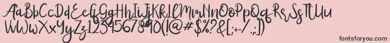 Amy-Schriftart – Schwarze Schriften auf rosa Hintergrund