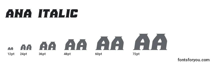 Größen der Schriftart Ana Italic