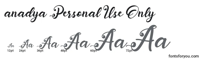 Anadya Personal Use Only Font Sizes