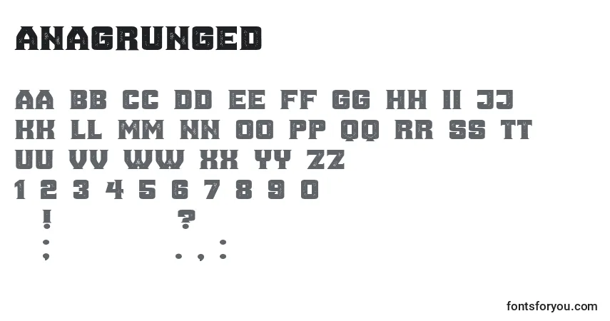 A fonte AnaGrunged – alfabeto, números, caracteres especiais