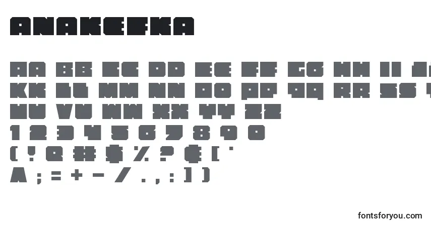 Schriftart Anakefka (119479) – Alphabet, Zahlen, spezielle Symbole