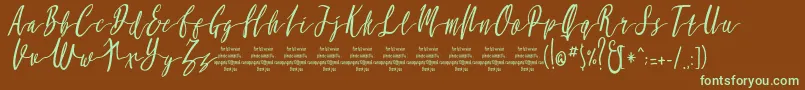 MollucaItalicFree Font – Green Fonts on Brown Background