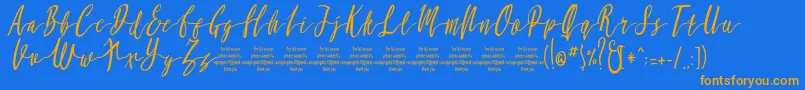 MollucaItalicFree Font – Orange Fonts on Blue Background