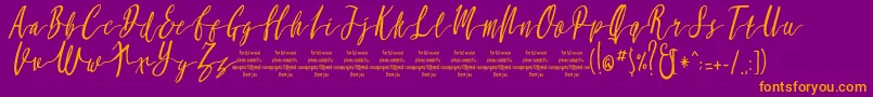 MollucaItalicFree-Schriftart – Orangefarbene Schriften auf violettem Hintergrund